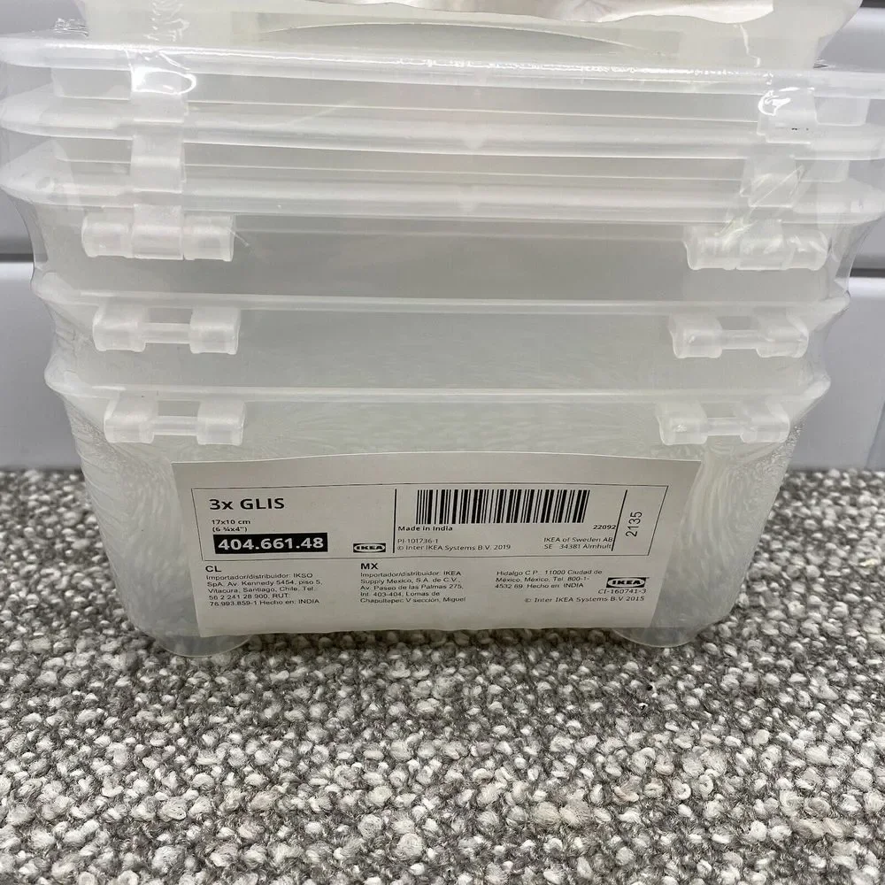IKEA Storage Containers GLIS 6 In All New Grooved Bottoms For Stacking Office 16